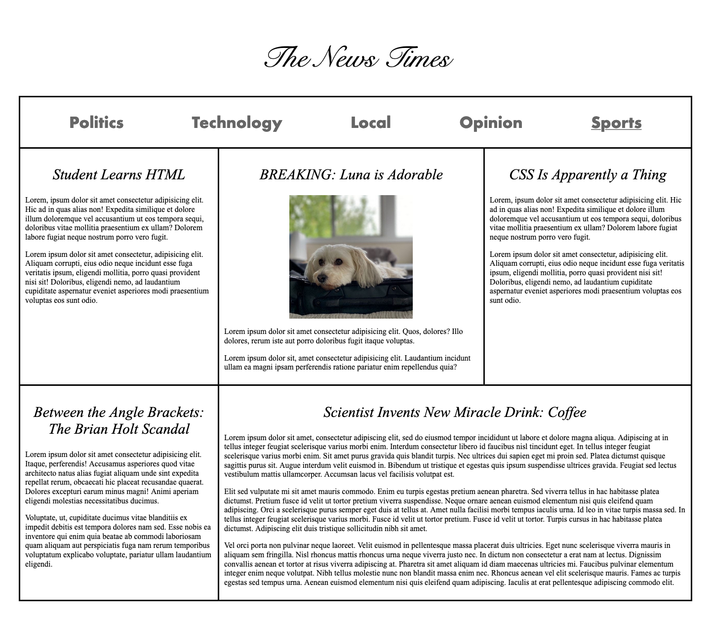 The News Times design